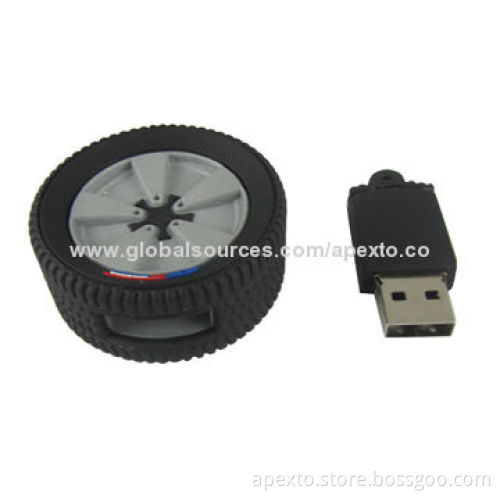 OEM USB Flash Drive with Car Wheel Shape, Made of PVC, 4/8GB, Comes with Plug-and-play Function